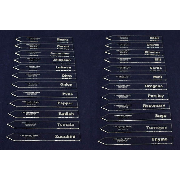 TCR Crafts Acrylic Plant Markers 1/8" Clear Acrylic- 24 Pack Vegetables and Herbs
