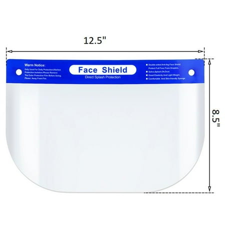 TCR Face Shield Safety Transparent Visor Full Face Protection Anti-Spitting Splash, Clear 50 Pack