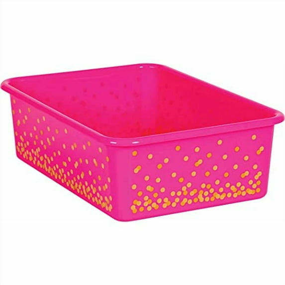 Pink Confetti Large Plastic Storage Bin