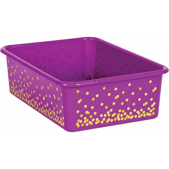 Teacher Created Resources Purple Confetti Large Plastic Storage Bin
