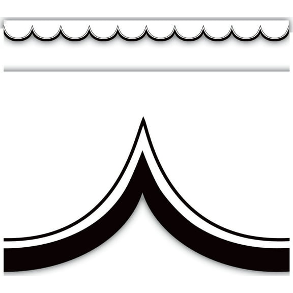 White with Black Scalloped Die-Cut Border Trim [TCR3951]