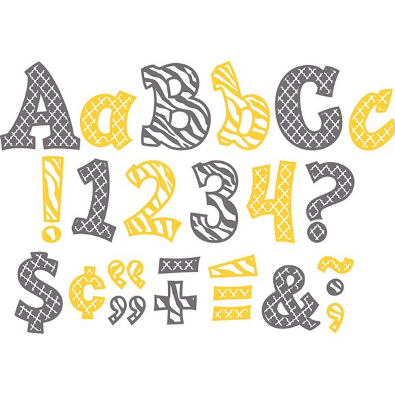 TCR77120 - Lemon & Gray Wild Moroccan 5" Sassy Font Letters by Teacher Created Resources