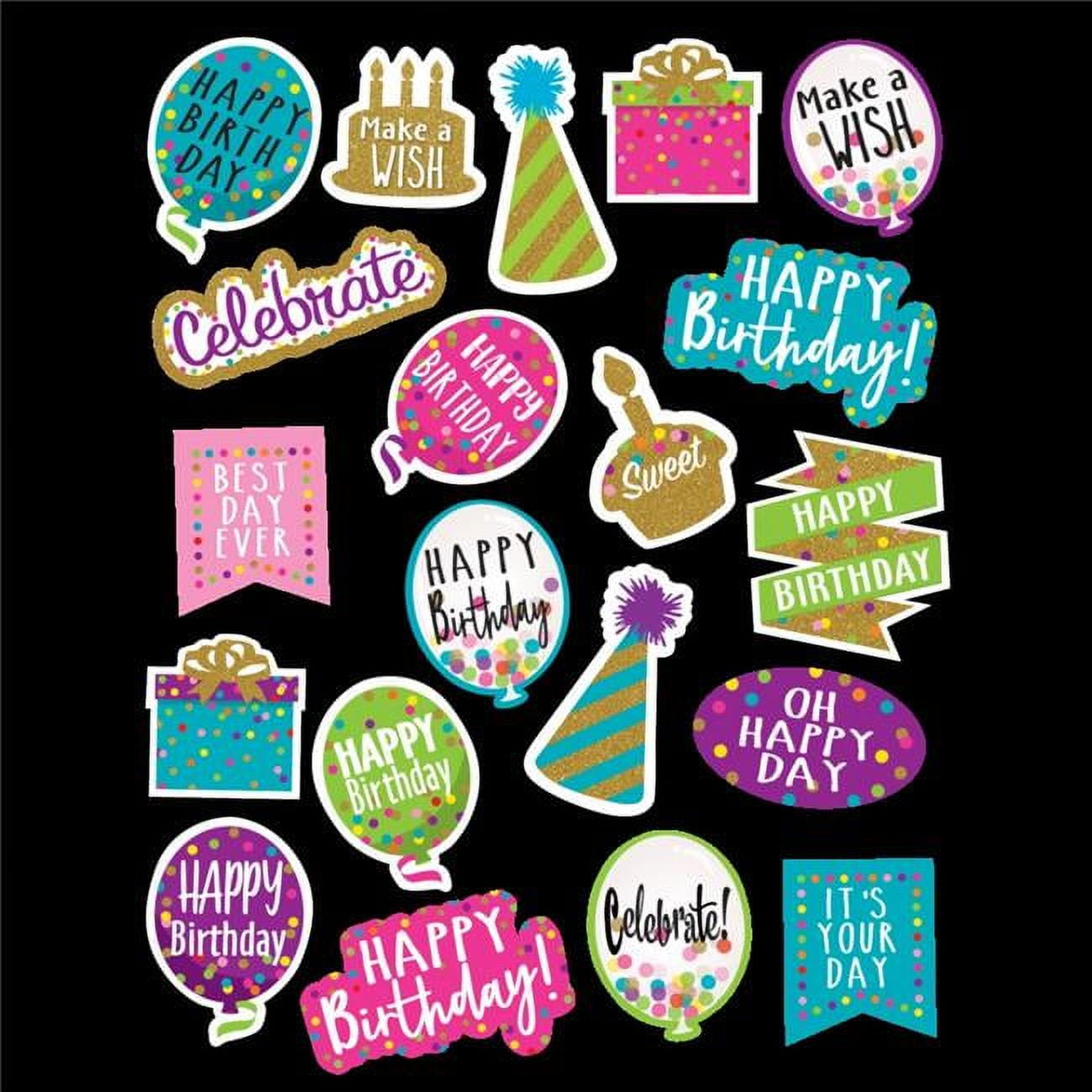 53PCS Happy Birthday Stickers Birthday Party Stickers for Kids Adults Party  School Supplies Calendar Birthday Card Skateboard Sticker Book (B, One