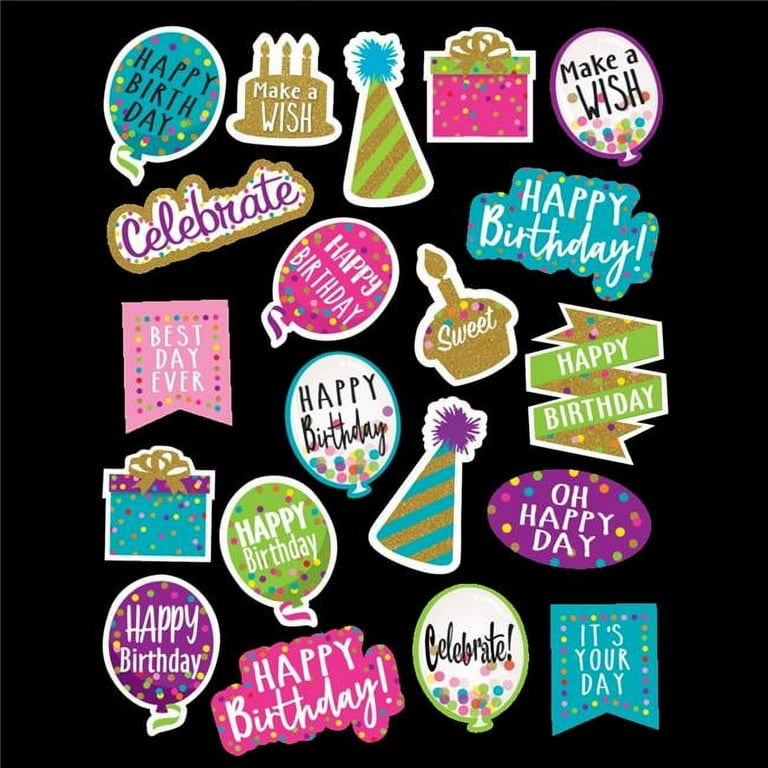 TCR8585 - Confetti Happy Birthday Stickers, Pack of 120 by Teacher Created  Resources 