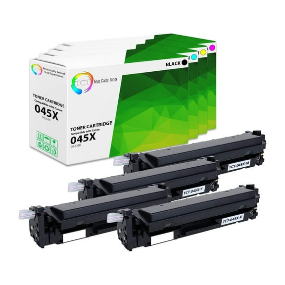 TCT 045X Toner Cartridge 4 Pack - Compatible With Canon 045H High Yield