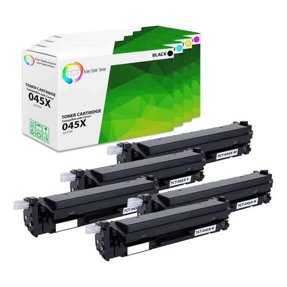 TCT 045X Toner Cartridge 5 Pack - Compatible With Canon 045H High Yield