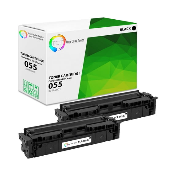 TCT 055 Black Toner Cartridge 2 Pack - Premium Compatible Replacement for 055 Black