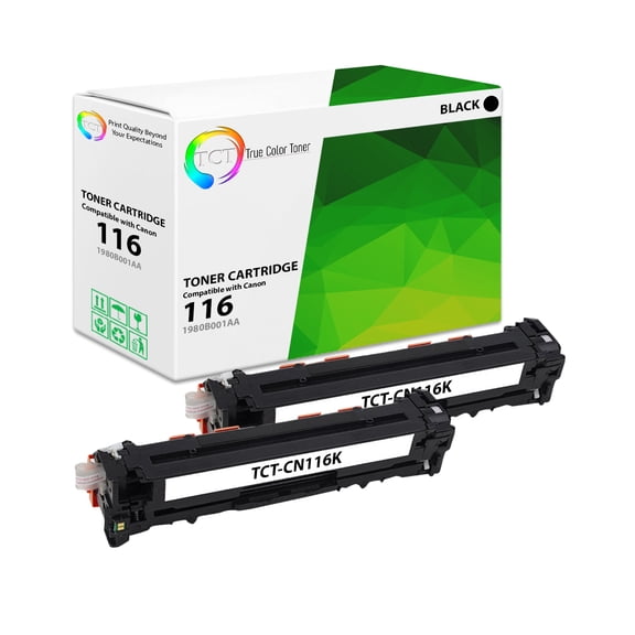 TCT 116 Black Toner Cartridge 2 Pack - Compatible With Canon 116 1980B001AA Black