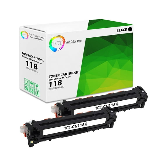 TCT 118 Black Toner Cartridge 2 Pack - Premium Compatible Replacement for Canon 118 Black