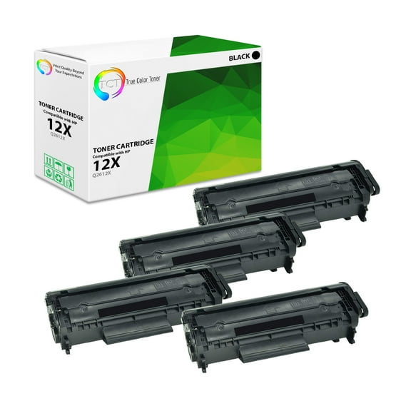TCT 12X Toner Cartridge 4 Pack - Premium Compatible Replacement for HP 12X Q2612X Black High Yield