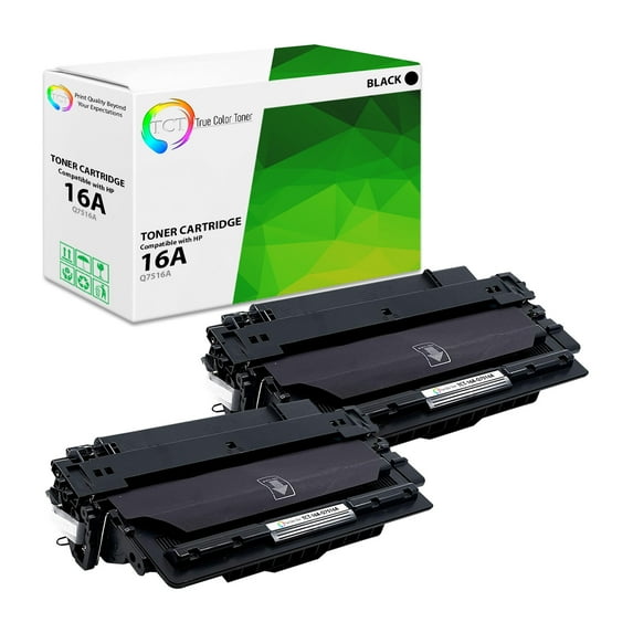 TCT 16A Toner Cartridge 2 Pack - Premium Compatible Replacement for 16A Q7516A Black