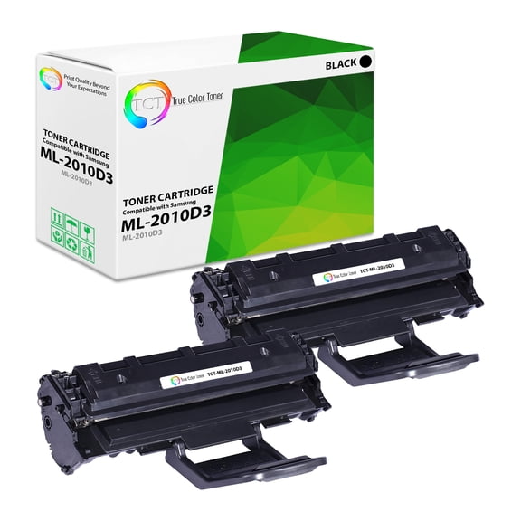 TCT 2010D3 Toner Cartridge 2 Pack - Compatible With Samsung ML-2010D3 Black