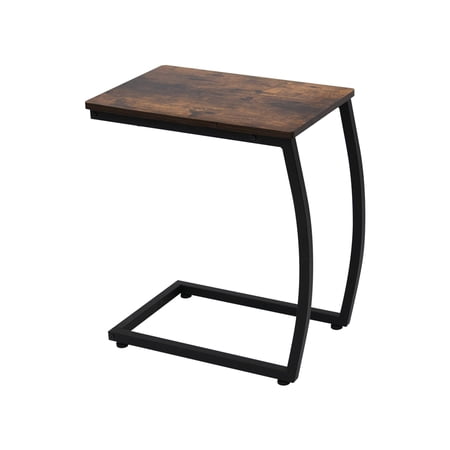 TCT 24.4" C-Shape Metal End Table,Rustic Brown