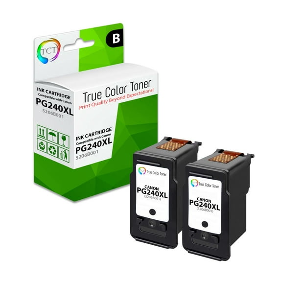 TCT 240XL Black Ink Cartridge 2 Pack - Premium Compatible Replacement for Canon PG240XL 5206B001 Black High Yield