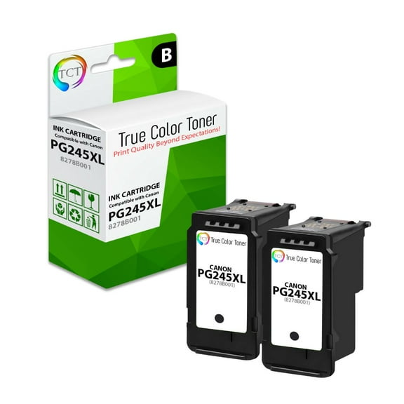 TCT 245XL Black Ink Cartridge 2 Pack - Premium Compatible Replacement for Canon PG245XL 8278B001 Black High Yield