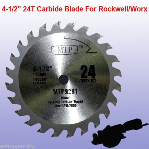 TCT 24T 4-1/2 4.5 inch Carbide Circular Saw Blade for Rockwell Rk3441k ,  Worx WX429L Compact Saw 9.5mm/ 3/8 arbor wood, plastic and composite  materials 