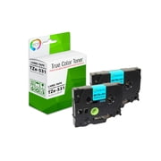 TCT 2Pk TZe-531 Compatible With Brother GL-100 PT-1000 PT-1000BM 1/2 inch 12mm x 26.2 8m Black on Blue