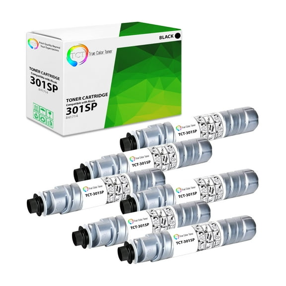 TCT 301SP Toner Cartridge 6 Pack - Premium Compatible Replacement for Ricoh Aficio 301SP 841714 Black