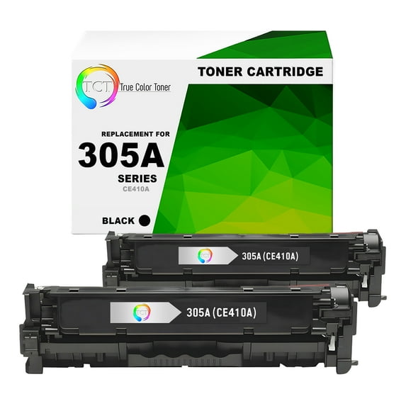 TCT 305A Black Toner Cartridge 2 Pack - Premium Compatible Replacement for 305A CE410A Black