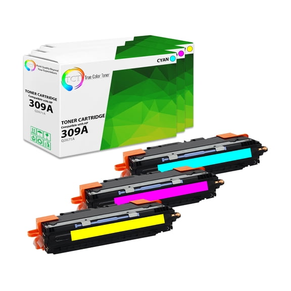 TCT 309A Color Toner Cartridge 3 Pack - Compatible With HP 309A Q2671A Q2672A Q2673A