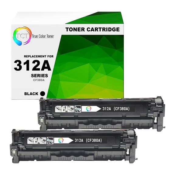 TCT 312A Black Toner Cartridge 2 Pack - Compatible With HP 312A CF380A Black