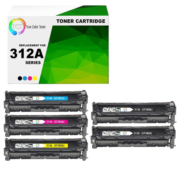 TCT 312A Toner Cartridge 5 Pack - Compatible With HP 312A CF380A CF381A CF382A CF383A