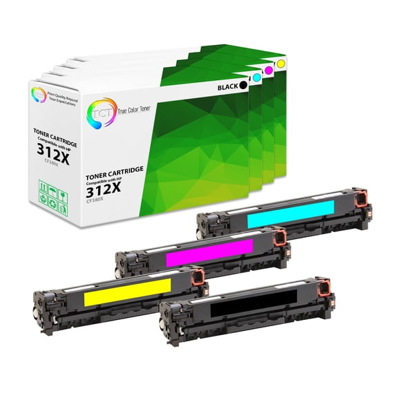 TCT 312X 312A Toner Cartridge 4 Pack - Compatible With HP 312X 312A CF380X CF381A CF382A CF383A