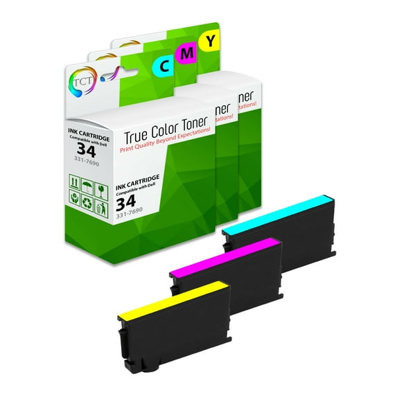 TCT 34 Color Ink Cartridge 3 Pack - Premium Compatible Replacement for Dell 34 Series