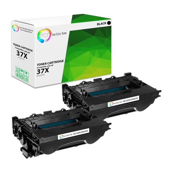 TCT 37X Toner Cartridge 2 Pack - Compatible With HP 37X CF237X Black High Yield
