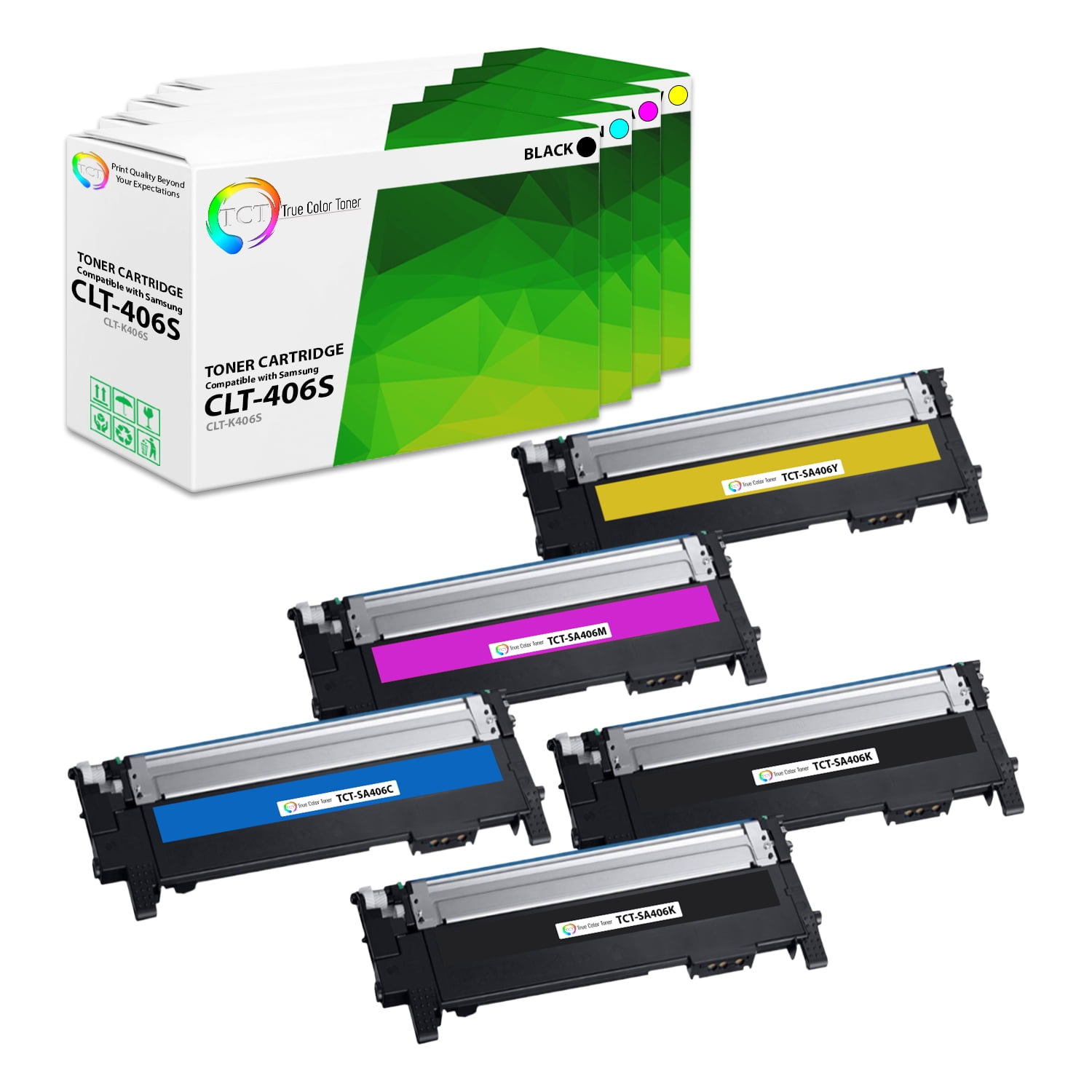 TCT 406S Toner Cartridge 5 Pack - Premium Compatible Replacement for Samsung CLT-406S K406S C406S M406S Y406S