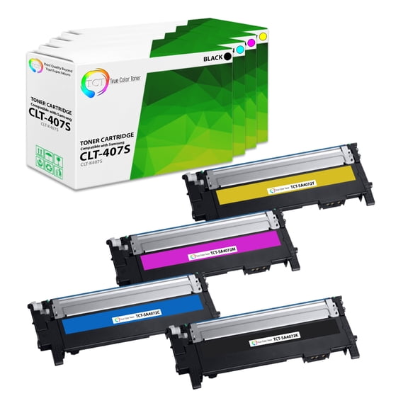 TCT 407S Toner Cartridge 4 Pack - Compatible With Samsung CLT-407S