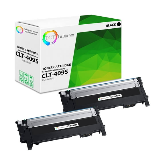 TCT 409S Black Toner Cartridge 2 Pack - Premium Compatible Replacement for Samsung CLT-K409S Black