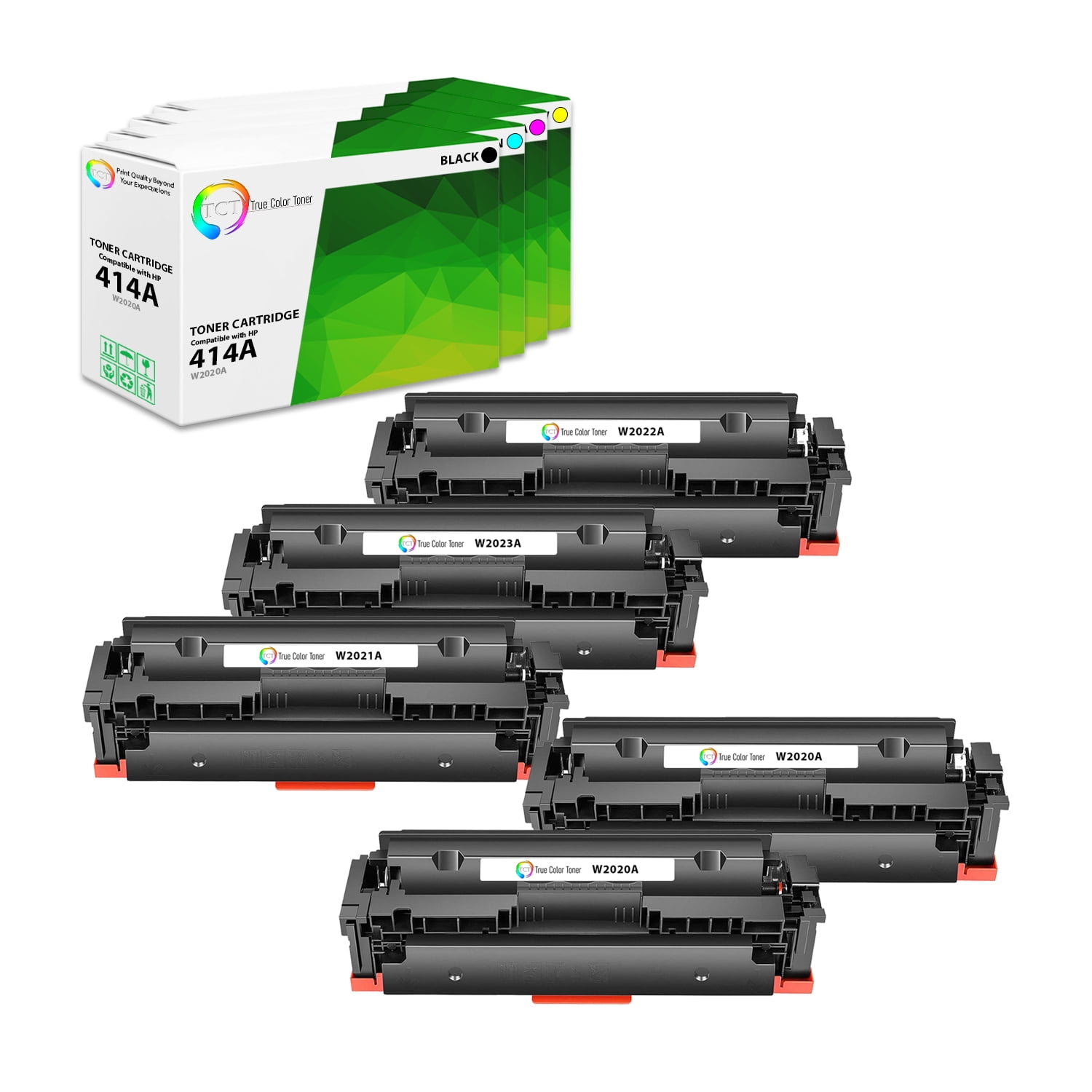Lot De 6 Cartouches Toner HP 414A Originales - Noir, Cyan, Magenta, Jaune - W2020A W2021A W2022A W2023A