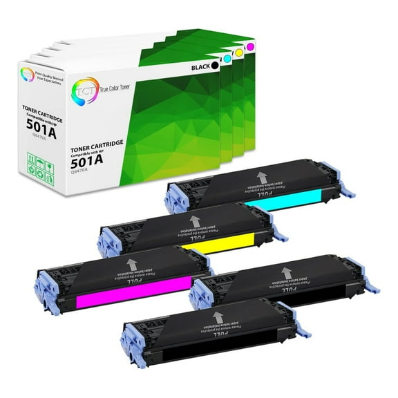 TCT 501A 503A Toner Cartridge 5 Pack - Premium Compatible Replacement for HP 501A 503A Q6470A Q7581A Q7582A Q7583A