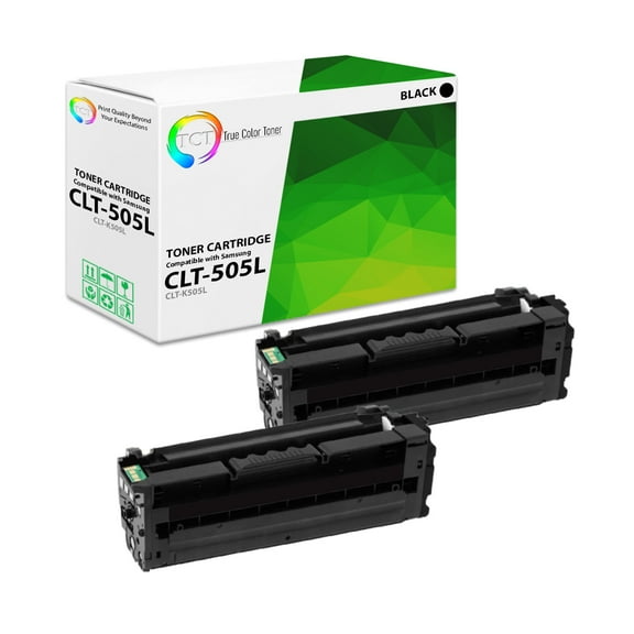 TCT 505L Black Toner Cartridge 2 Pack - Premium Compatible Replacement for Samsung CLT-505L CLT-K505L Black High Yield