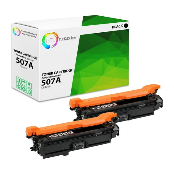 TCT 507A Black Toner Cartridge 2 Pack - Premium Compatible Replacement for HP 507A CE400A Black