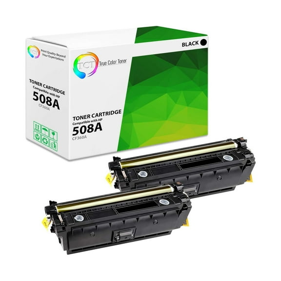 TCT 508A Black Toner Cartridge 2 Pack - Premium Compatible Replacement for HP 508A CF360A Black