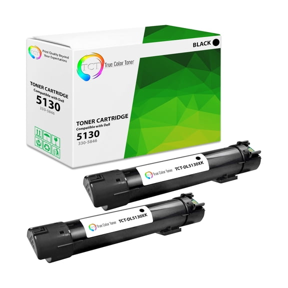 TCT 5130 Black Toner Cartridge 2 Pack - Compatible With Dell 330-5846 Black High Yield