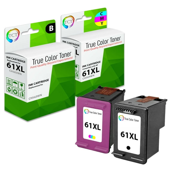 TCT 61XL Ink Cartridge 2 Pack - Premium Compatible Replacement for HP 61XL CH563WN,CH564WN High Yield