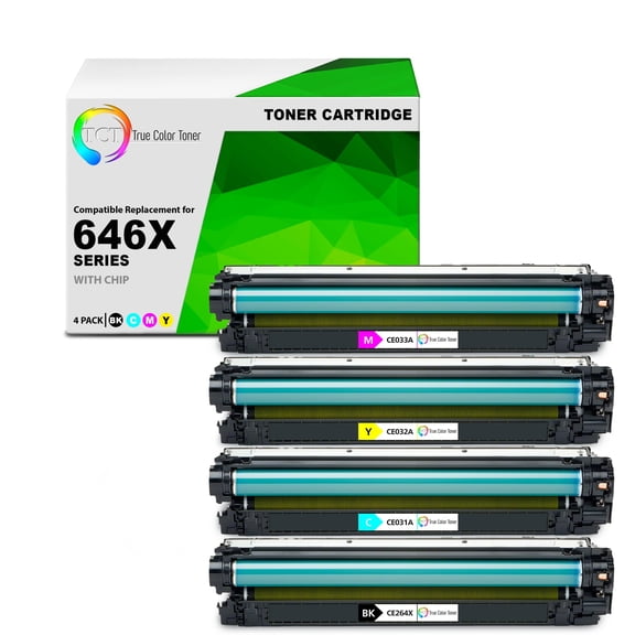 TCT 646X 646A Toner Cartridge 4 Pack - Compatible With HP 646X 646A CE264X CF031A CF032A CF033A High Yield