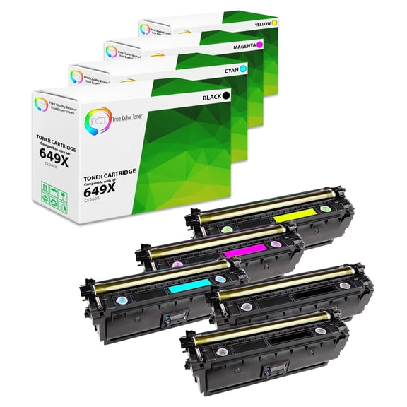 TCT 649X 648A Toner Cartridge 5 Pack - Compatible With HP 649X 648A CE260X CE261A CE262A CE263A High Yield