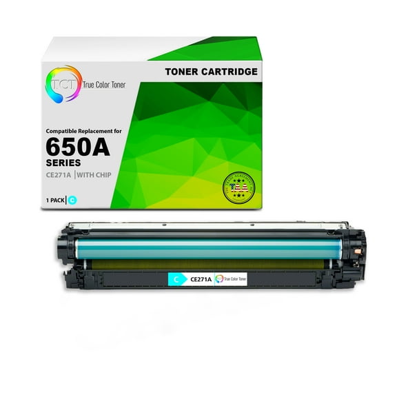 TCT 650A Cyan Toner Cartridge - TAA Compliant Compatible Replacement for HP 650A CE271A