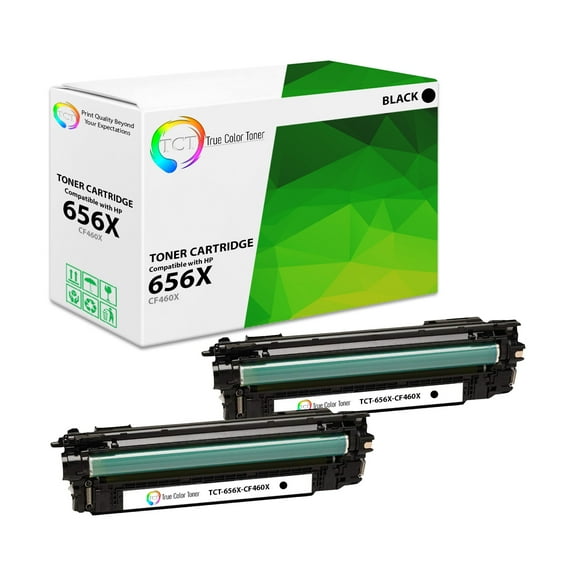 TCT 656X Black Toner Cartridge 2 Pack - Premium Compatible Replacement for HP 656X CF460X Black High Yield