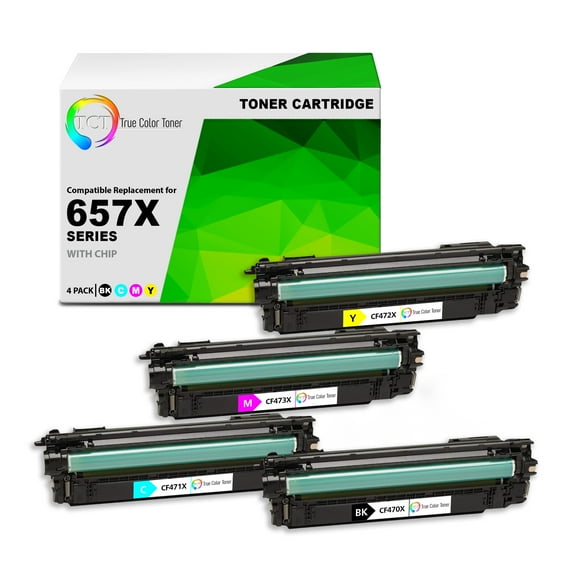 TCT 657X Toner Cartridge 4 Pack - Premium Compatible Replacement for HP 657X CF470X CF471X CF473X CF472X High Yield