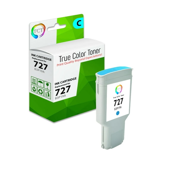 TCT 727 Cyan Ink Cartridge - Premium Compatible Replacement for HP 727 B3P19A Cyan High Yield