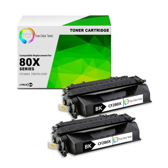 TCT 80X Toner Cartridge 2 Pack - Premium Compatible Replacement for HP 80X CF280X Black High Yield