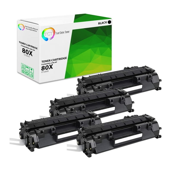 TCT 80X Toner Cartridge 4 Pack - Premium Compatible Replacement for HP 80X CF280X Black High Yield