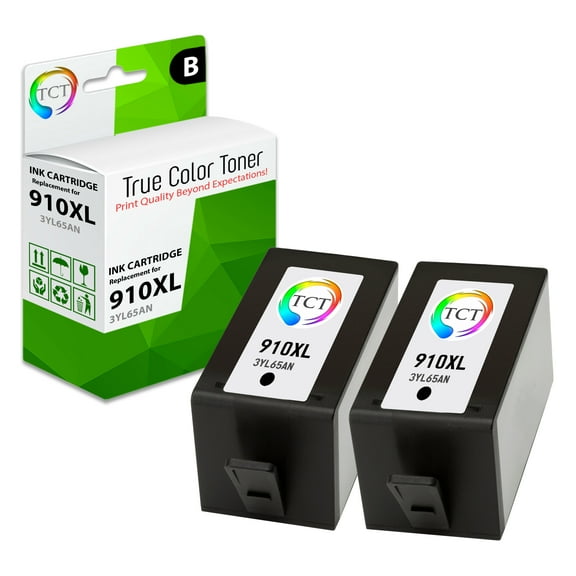 TCT 910XL Black Ink Cartridge 2 Pack - Premium Compatible Replacement for HP 910XL 3YL65AN Black High Yield