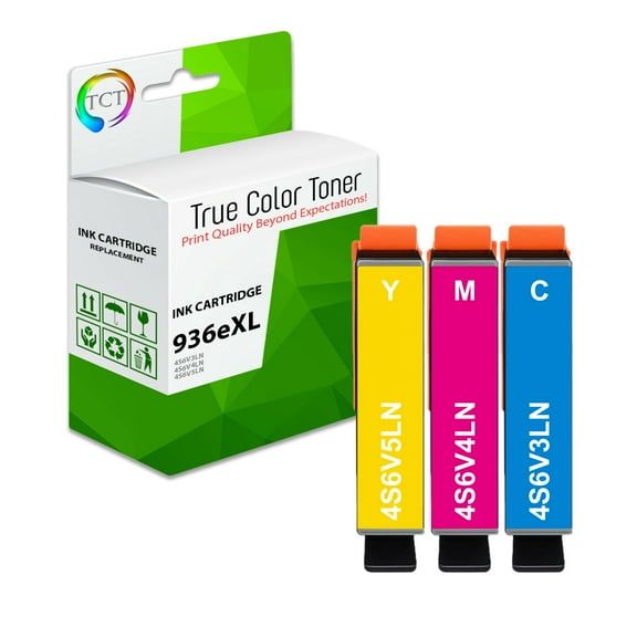TCT 936XL High Yield Ink Cartridge 3 Pack - Compatible Replacement for HP 936eXL 4S6V3LN 4S6V4LN 4S6V5LN Works with HP OfficeJet 9110 9120 9130 9135e 9730 Printers (Cyan, Magenta, Yellow)