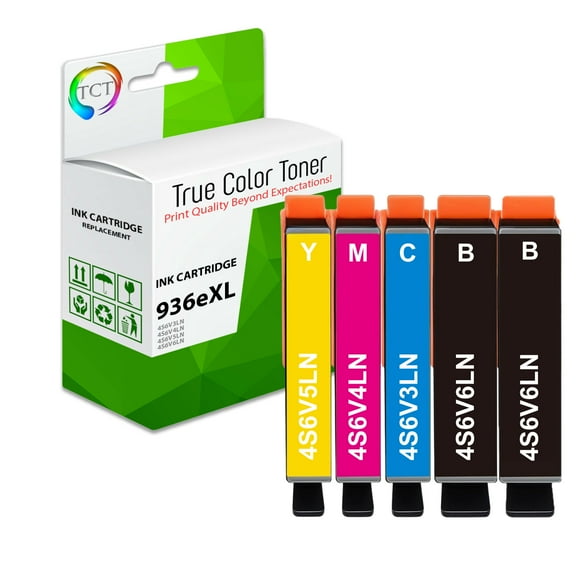 TCT 936XL High Yield Ink Cartridge 5 Pack - Compatible Replacement for HP 936eXL 4S6V6LN 4S6V3LN 4S6V4LN 4S6V5LN Works with HP OfficeJet 9110 9120 9130 Printers (Black, Cyan, Magenta, Yellow)
